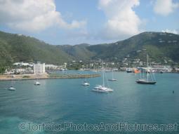 Hotel and sail boats at Tortola cruise port as viewed from catamaran.jpg