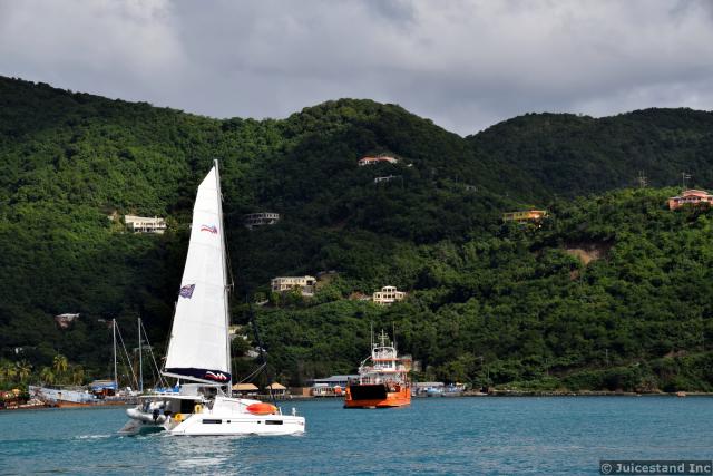 Catamaran in Waters of Road Town BVI