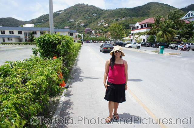 Joann at a street near docks in Tortola.jpg
